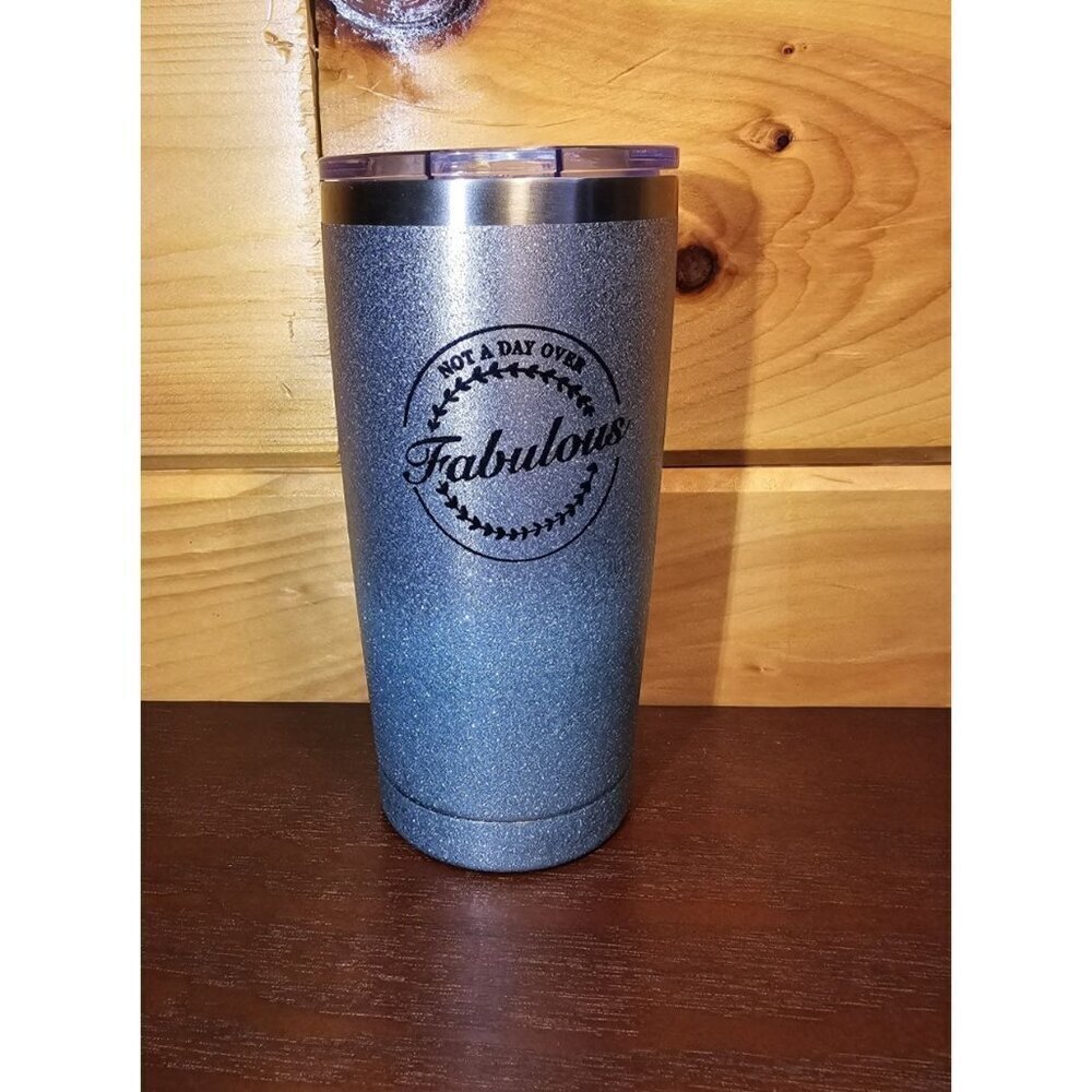 Not A day over Fabulous Blue Silver Glitter 16Oz Stainless Steel Tumbler